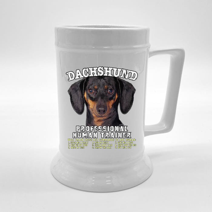 Dachshund Black Tan Professional Human Trainer Cute Dog Front & Back Beer Stein