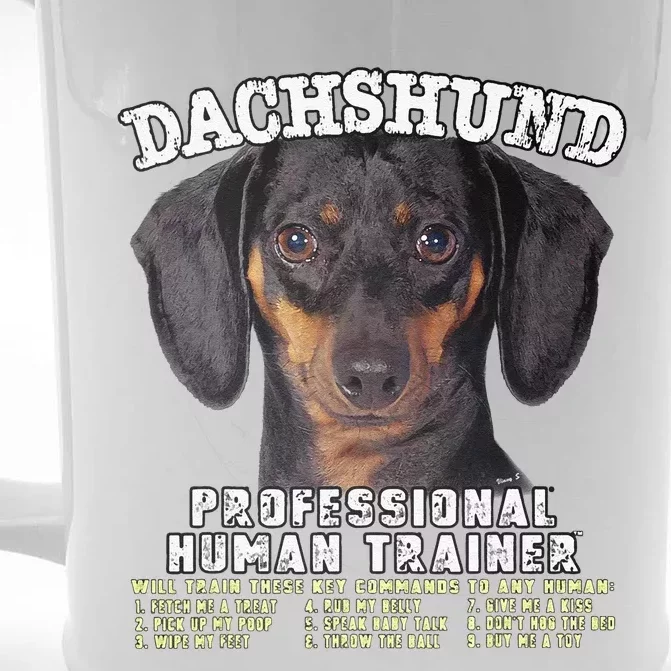 Dachshund Black Tan Professional Human Trainer Cute Dog Front & Back Beer Stein