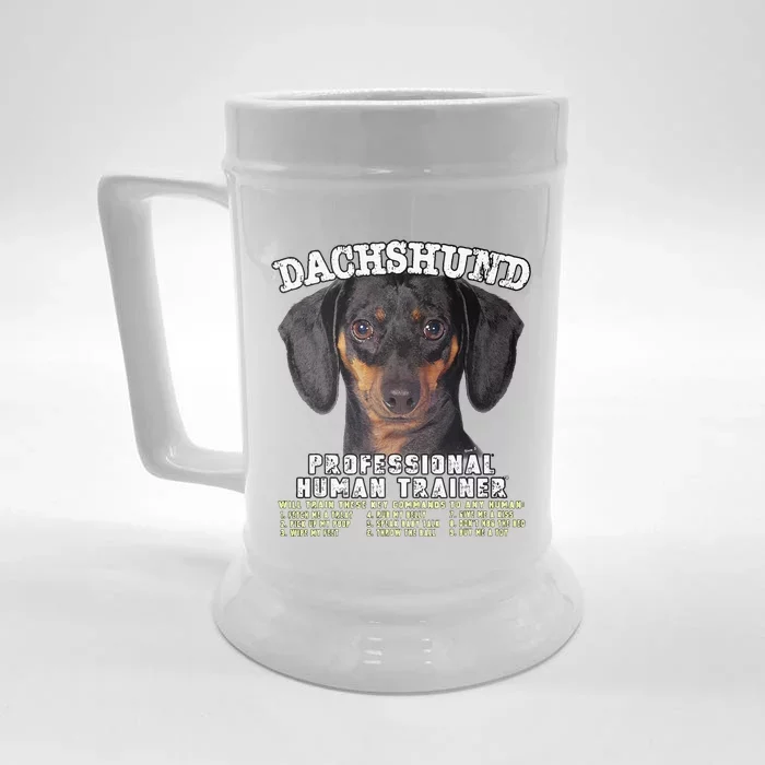 Dachshund Black Tan Professional Human Trainer Cute Dog Front & Back Beer Stein