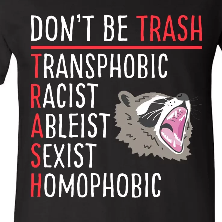 Don't Be Trash Funny Racoon V-Neck T-Shirt