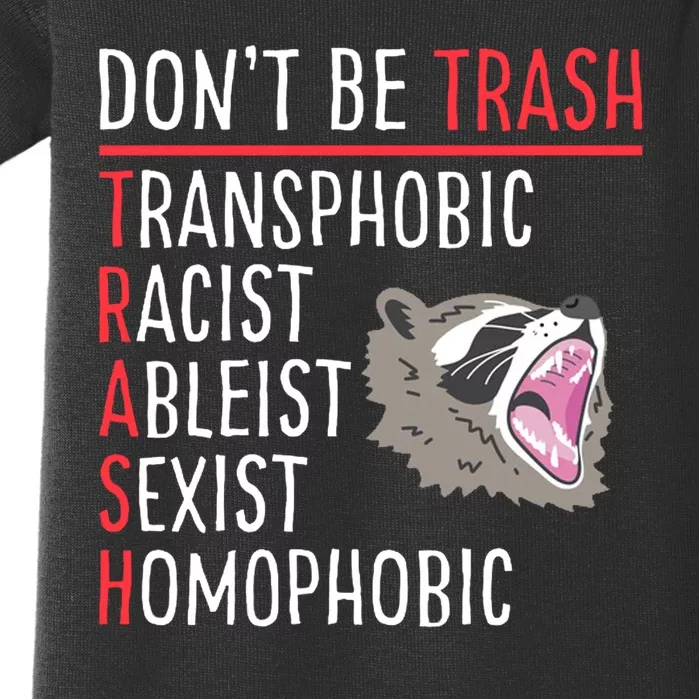 Don't Be Trash Funny Racoon Baby Bodysuit