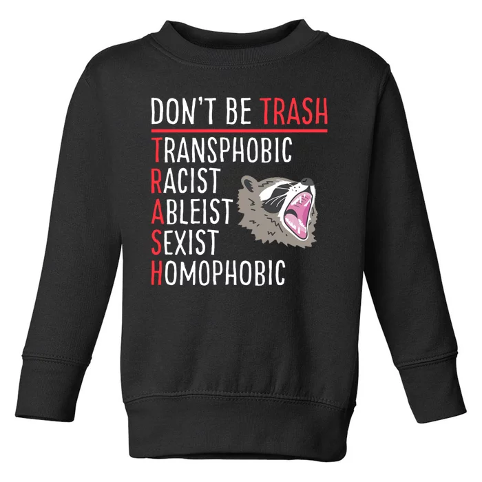 Don't Be Trash Funny Racoon Toddler Sweatshirt