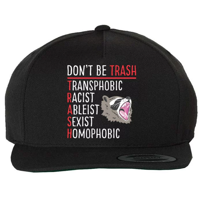 Don't Be Trash Funny Racoon Wool Snapback Cap