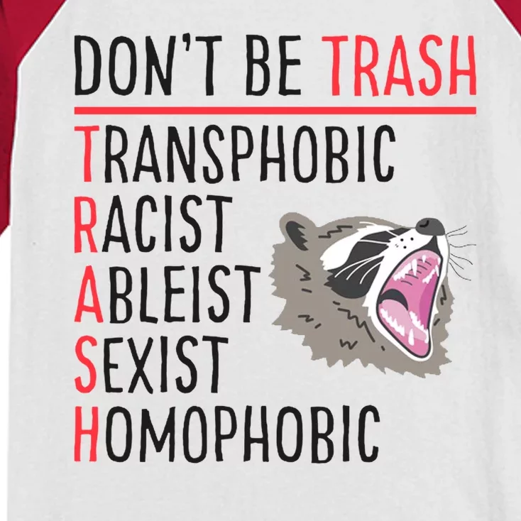 Don't Be Trash Funny Racoon Kids Colorblock Raglan Jersey