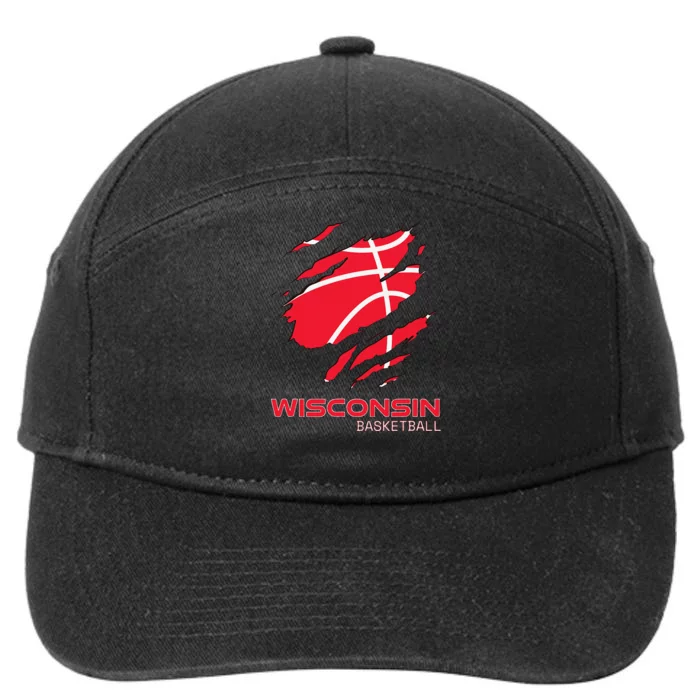 Distressed Basketball The Badger State Home Wisconsin Hoops 7-Panel Snapback Hat