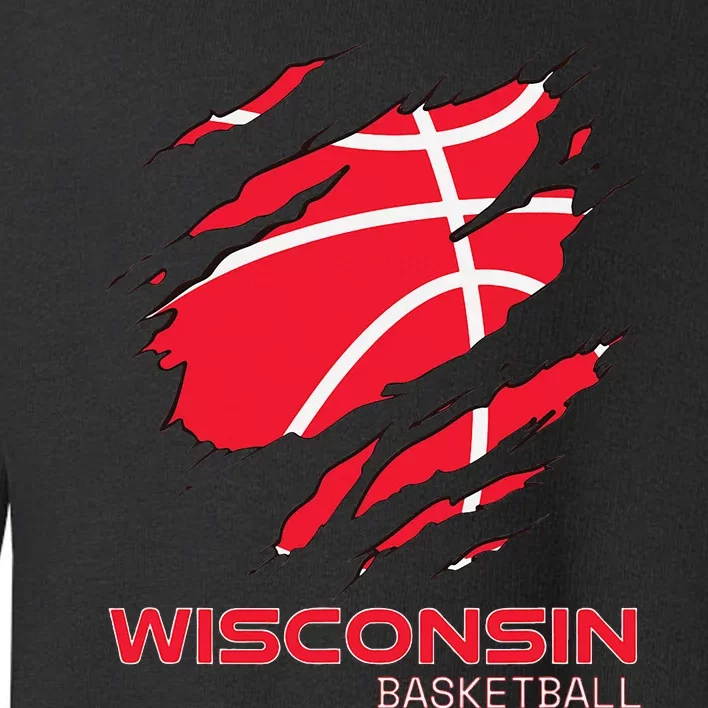 Distressed Basketball The Badger State Home Wisconsin Hoops Toddler Sweatshirt