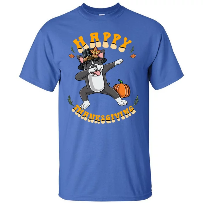 Dabbing Boston Terrier Happy Thanksgiving Gift Tall T-Shirt