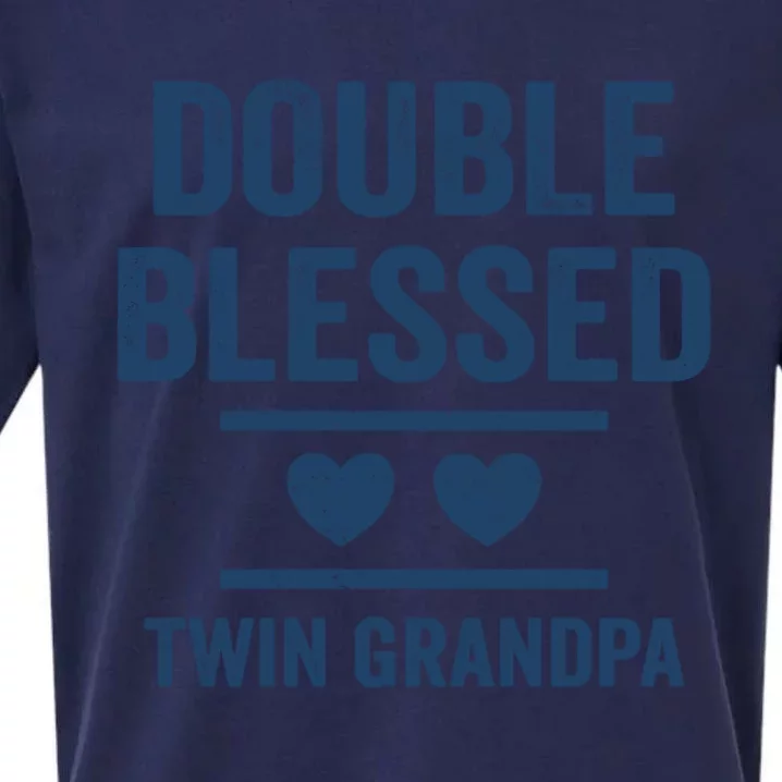 Double Blessed Twin Grandpa Twin Grand Funny Grandfather Gift Sueded Cloud Jersey T-Shirt