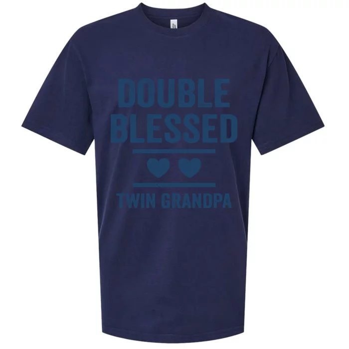 Double Blessed Twin Grandpa Twin Grand Funny Grandfather Gift Sueded Cloud Jersey T-Shirt