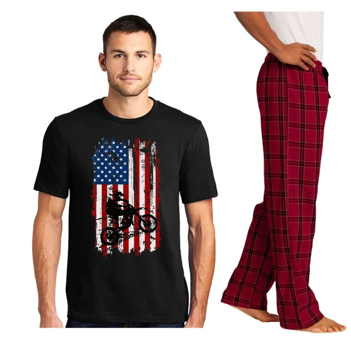 Dirt Bike Usa Flag Motocross American Flag Pajama Set