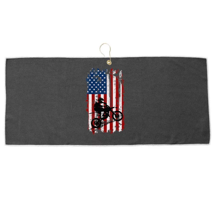 Dirt Bike Usa Flag Motocross American Flag Large Microfiber Waffle Golf Towel