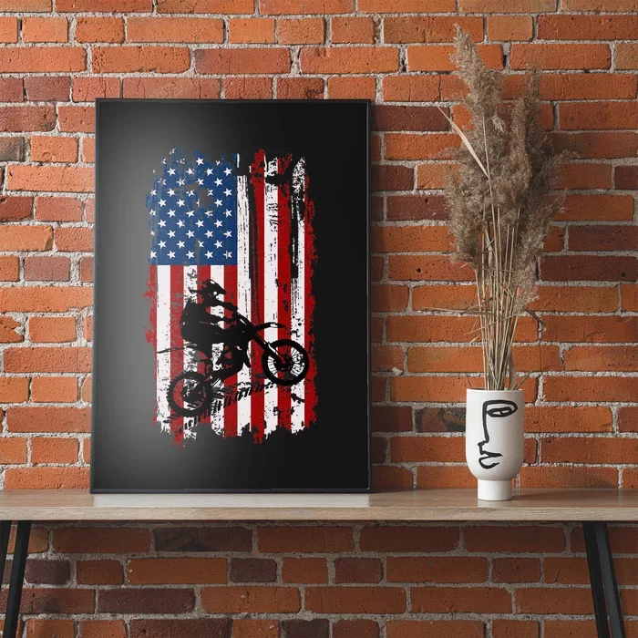 Dirt Bike Usa Flag Motocross American Flag Poster