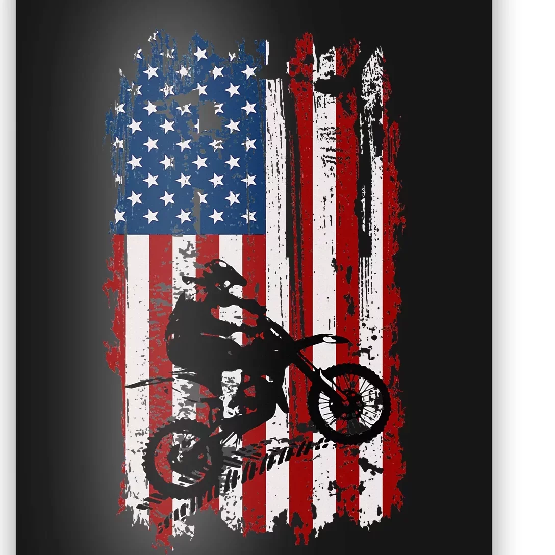 Dirt Bike Usa Flag Motocross American Flag Poster