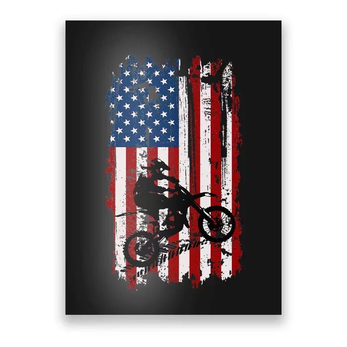 Dirt Bike Usa Flag Motocross American Flag Poster