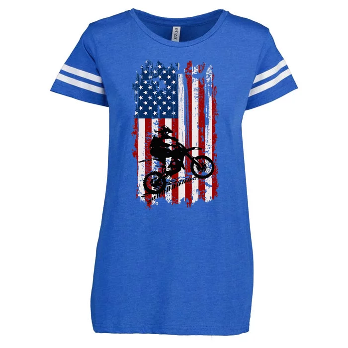 Dirt Bike Usa Flag Motocross American Flag Enza Ladies Jersey Football T-Shirt