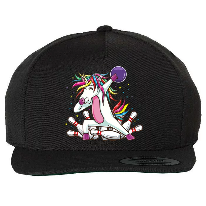 Dabbing Bowling Unicorn for Bowling Team Birthday Wool Snapback Cap