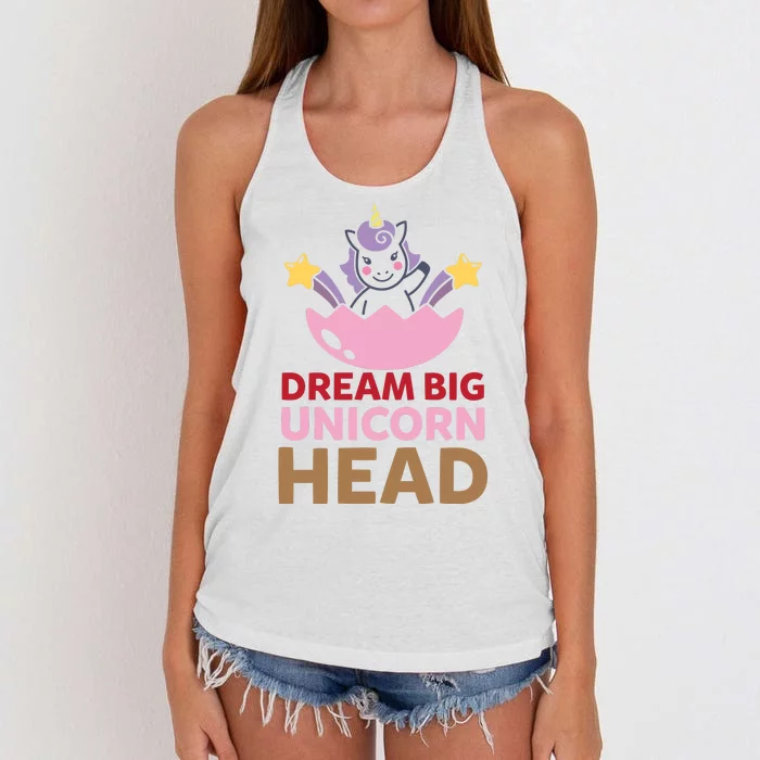 Dream Big Unicorn Head Women's Knotted Racerback Tank