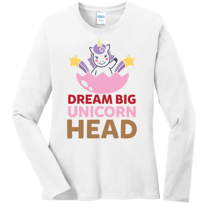 Dream Big Unicorn Head Ladies Long Sleeve Shirt