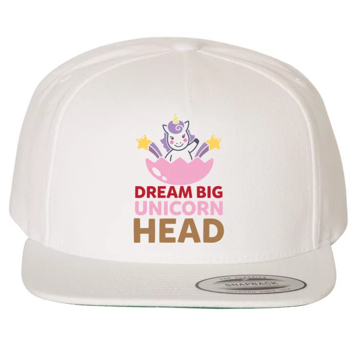 Dream Big Unicorn Head Wool Snapback Cap