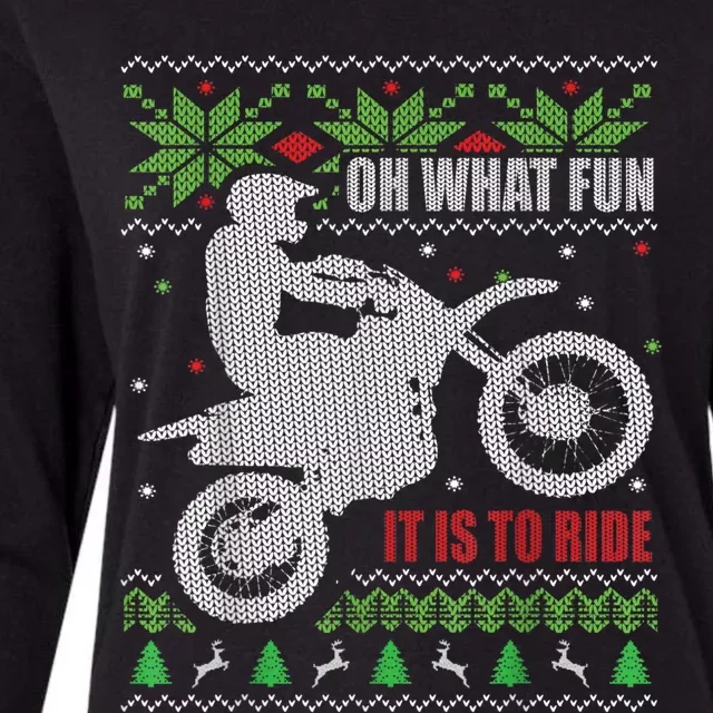 Dirt Bike Ugly Christmas Motocross What Fun It Is To Ride Womens Cotton Relaxed Long Sleeve T-Shirt