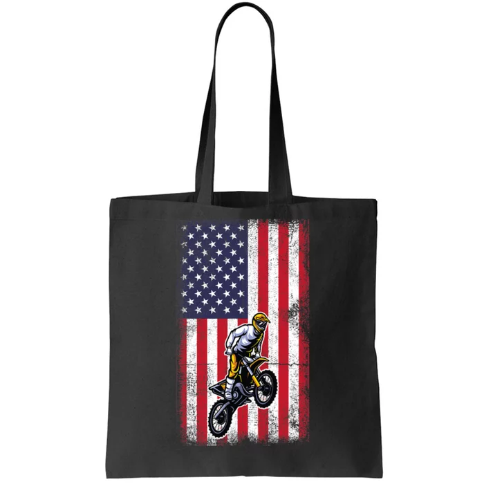 Dirt Bike USA American Flag Braaap Motocross Dirt Biker Tote Bag