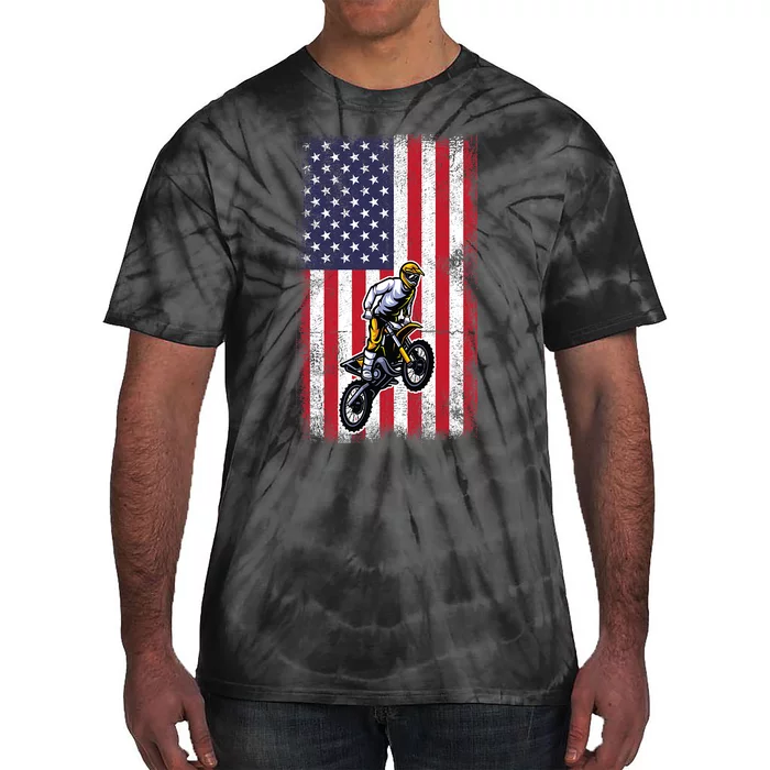 Dirt Bike USA American Flag Braaap Motocross Dirt Biker Tie-Dye T-Shirt