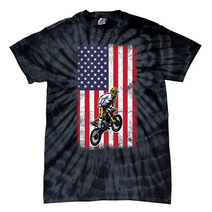 Dirt Bike USA American Flag Braaap Motocross Dirt Biker Tie-Dye T-Shirt