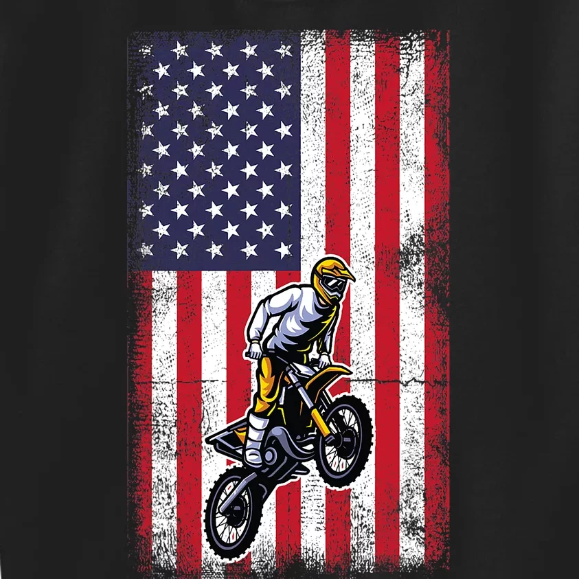 Dirt Bike USA American Flag Braaap Motocross Dirt Biker Kids Sweatshirt