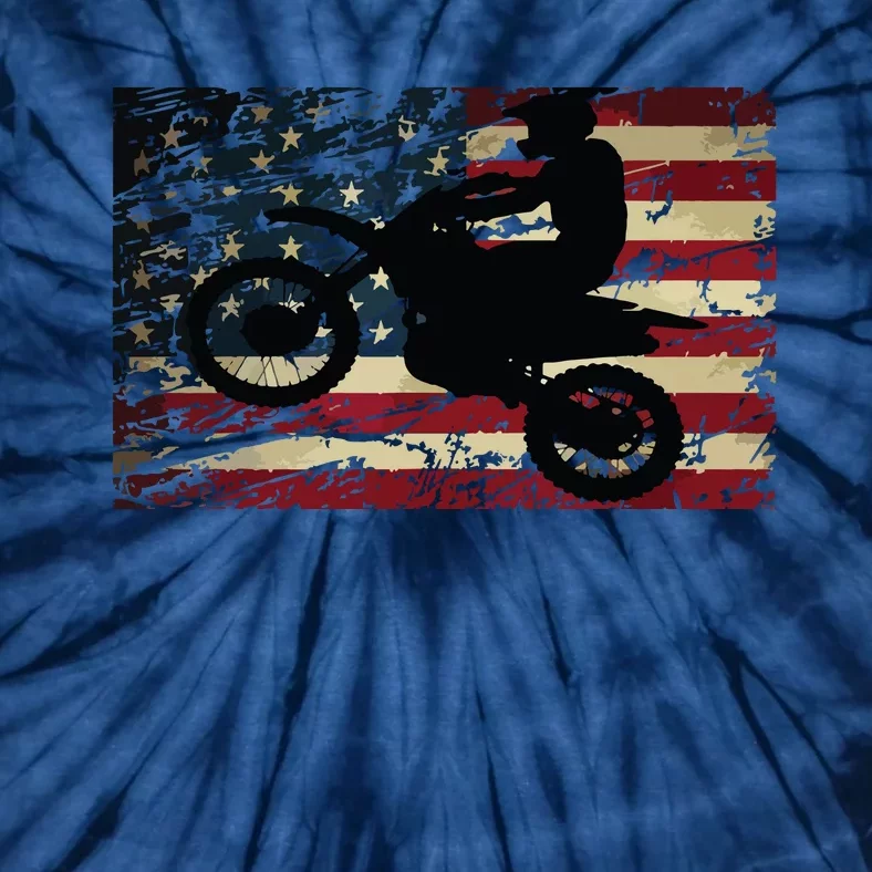 Dirt Bike USA Flag Motocross American Flag Tie-Dye T-Shirt