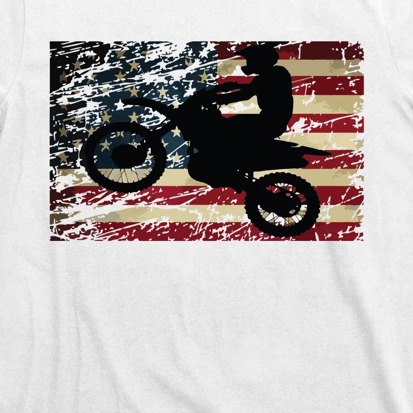 Dirt Bike USA Flag Motocross American Flag T-Shirt