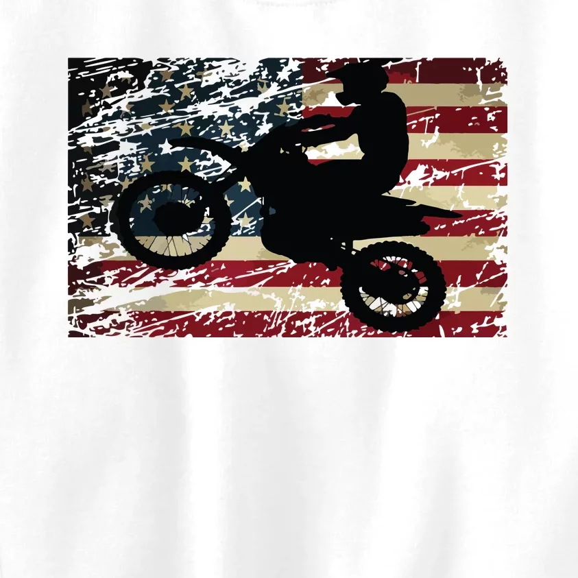 Dirt Bike USA Flag Motocross American Flag Kids Sweatshirt