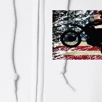 Dirt Bike USA Flag Motocross American Flag Full Zip Hoodie