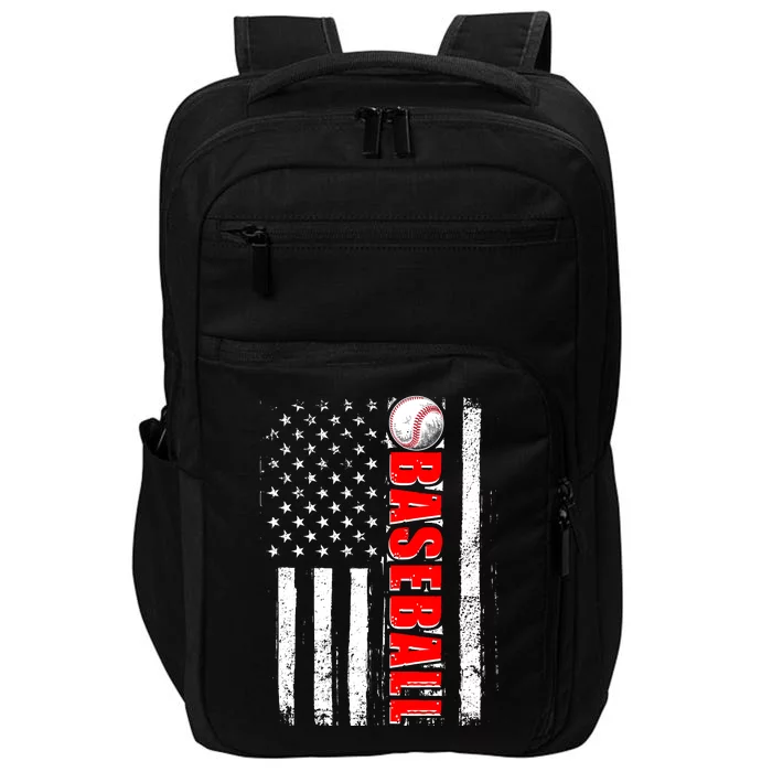 Distressed Baseball USA American Flag Impact Tech Backpack