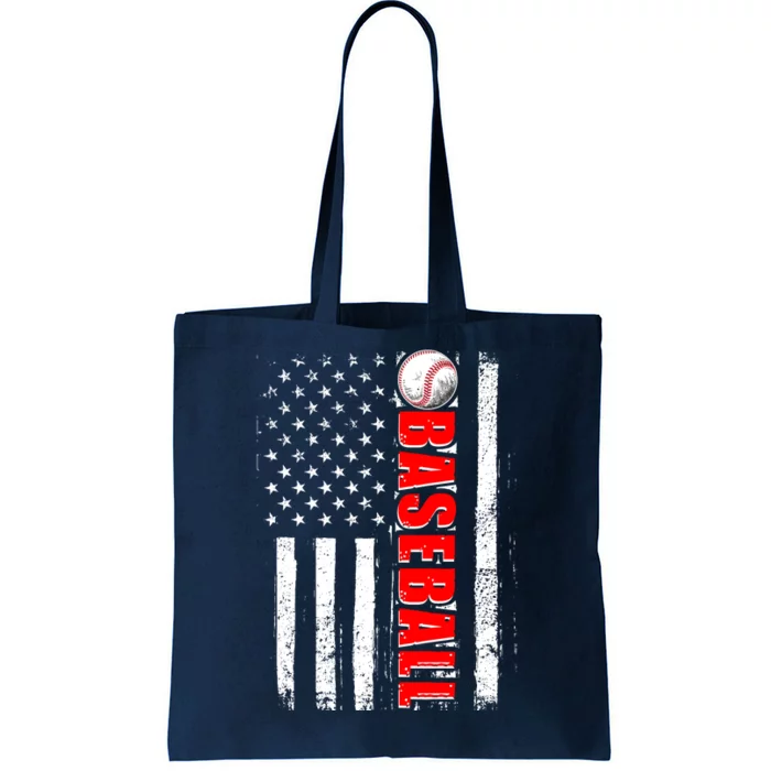 Distressed Baseball USA American Flag Tote Bag