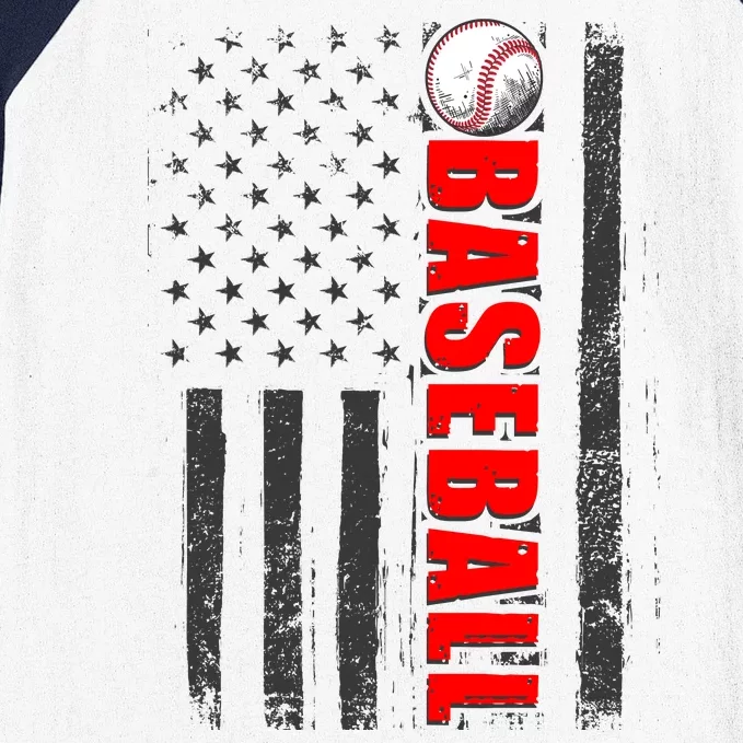 Distressed Baseball USA American Flag Baseball Sleeve Shirt