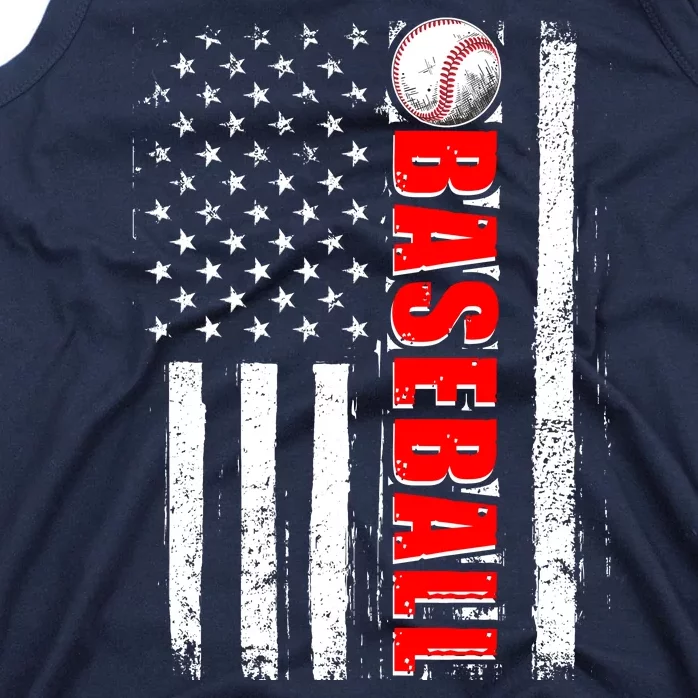 Distressed Baseball USA American Flag Tank Top