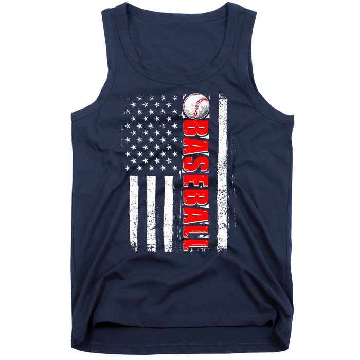 Distressed Baseball USA American Flag Tank Top