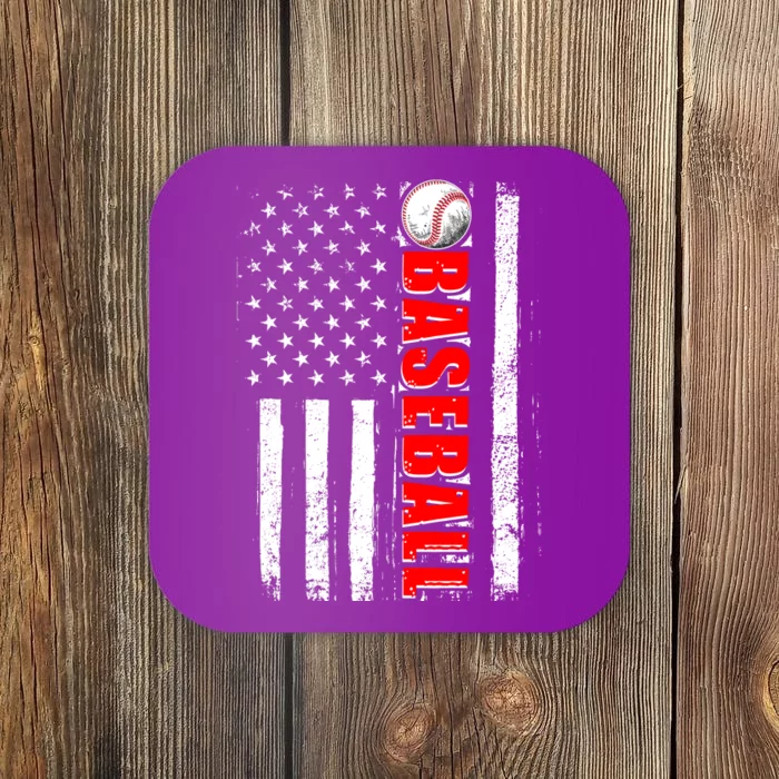 Distressed Baseball USA American Flag Coaster