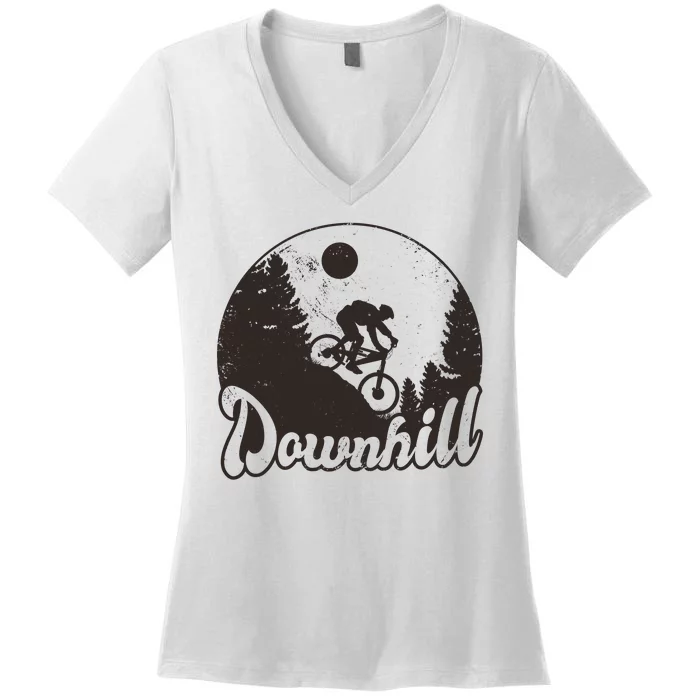 Downhill Biking Vintage Women's V-Neck T-Shirt