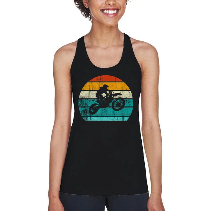 Dirt Bikes Vintage Gift Motocross Motorcycle Retro Women's Racerback Tank