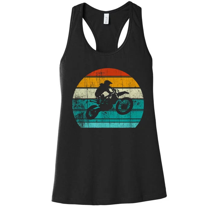 Dirt Bikes Vintage Gift Motocross Motorcycle Retro Women's Racerback Tank