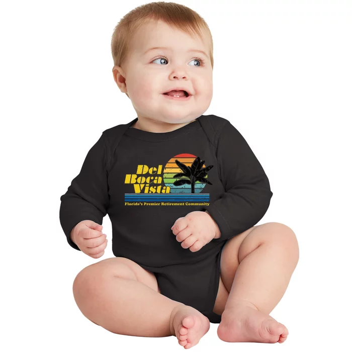 Del Boca Vista Retiret Community Funny Novelty Design Baby Long Sleeve Bodysuit