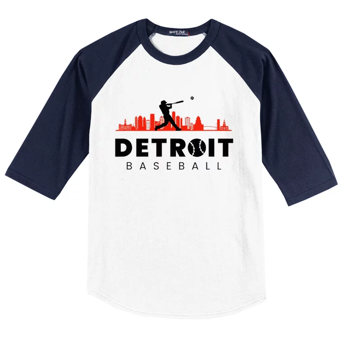 Detroit Baseball Vintage Minimalist Retro Lover Baseball Sleeve Shirt