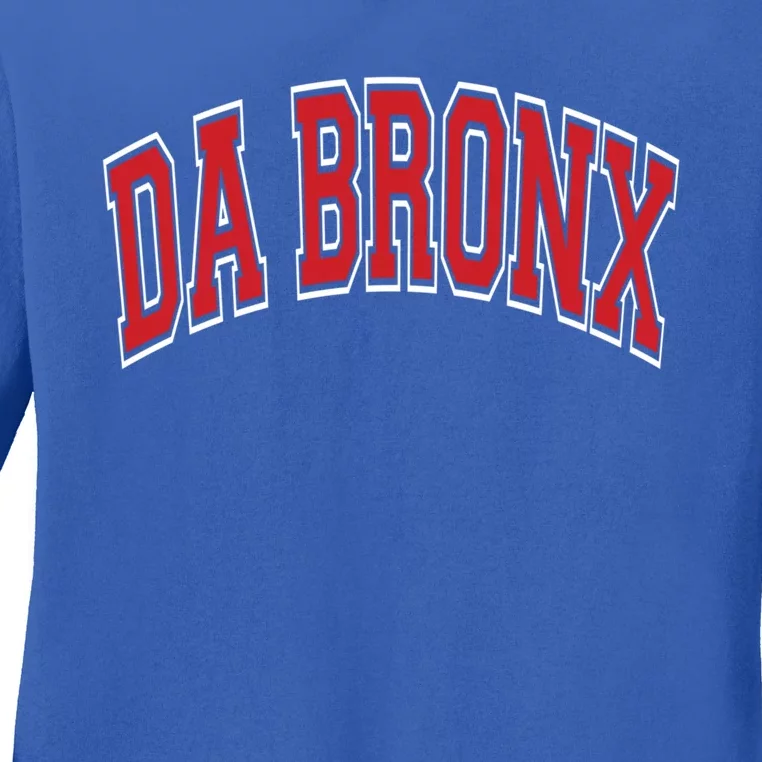 Da Bronx Varsity Style Red Text Gift Ladies Long Sleeve Shirt