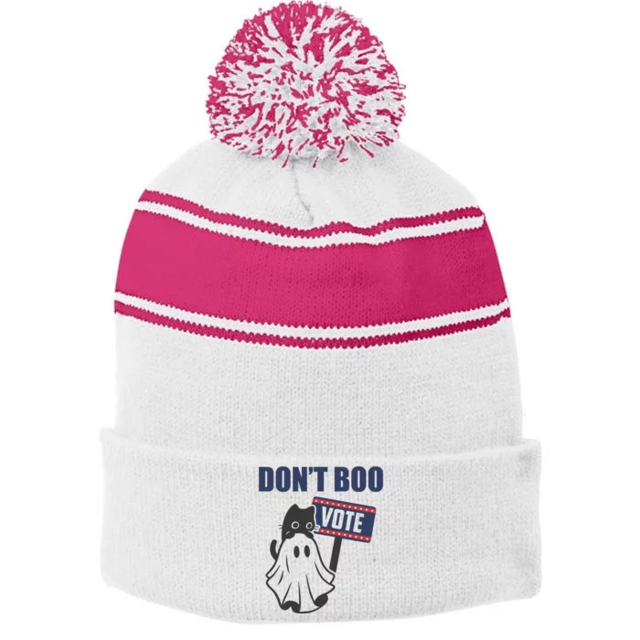 DonT Boo Vote Stripe Pom Pom Beanie