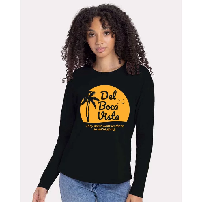 Del Boca Vista Retirement Community Funny Womens Cotton Relaxed Long Sleeve T-Shirt