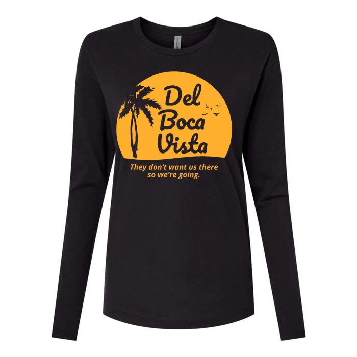 Del Boca Vista Retirement Community Funny Womens Cotton Relaxed Long Sleeve T-Shirt