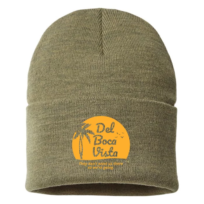 Del Boca Vista Retirement Community Funny Sustainable Knit Beanie