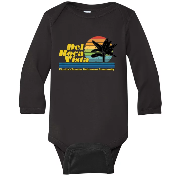 Del Boca Vista Retirement Community Funny Novelty Design Baby Long Sleeve Bodysuit