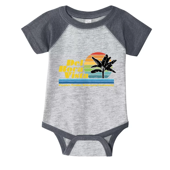 Del Boca Vista Retirement Community Funny Novelty Design Infant Baby Jersey Bodysuit